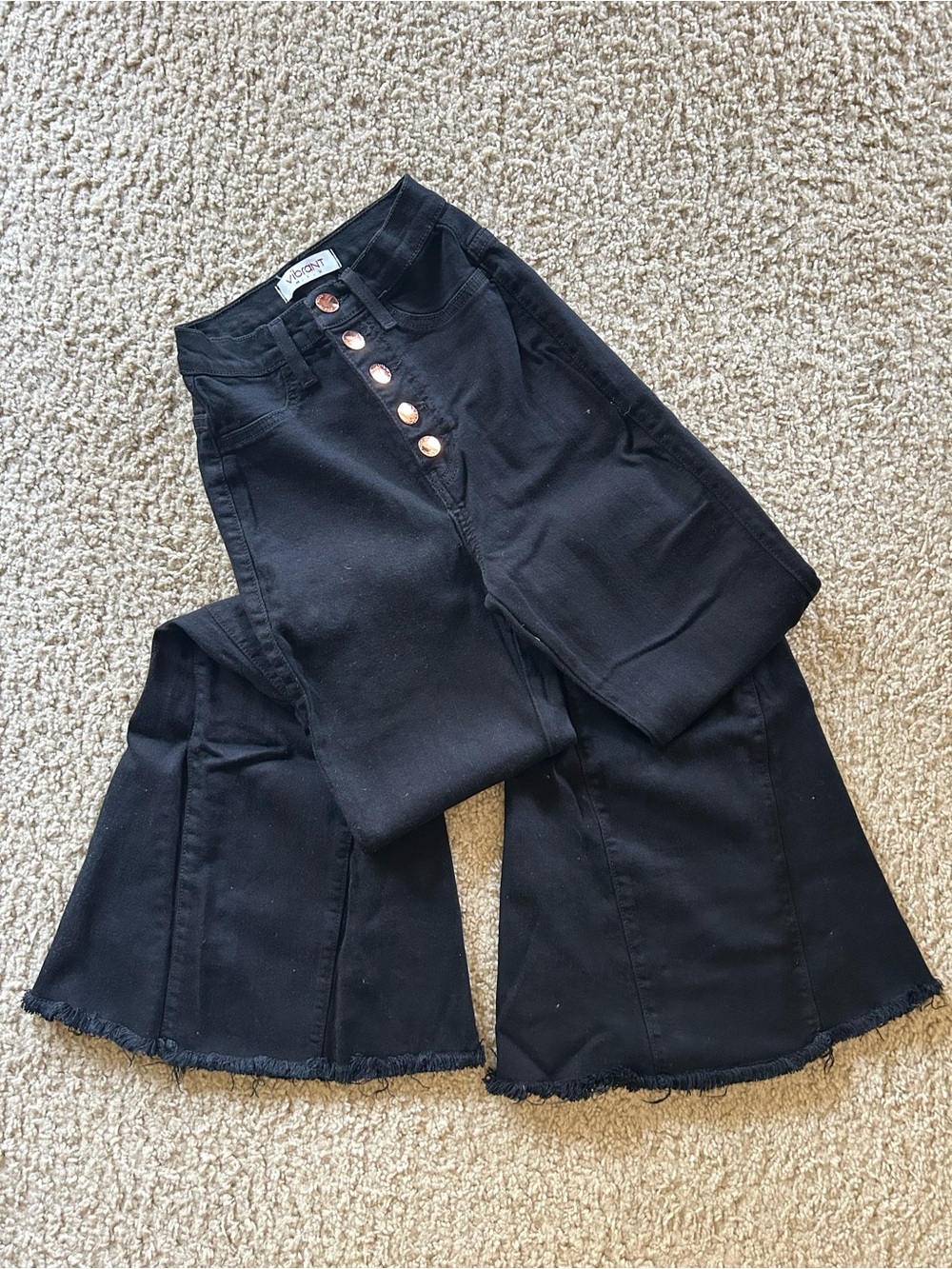 Vibrant Black High-Waist Flare Jeans with Button Fly